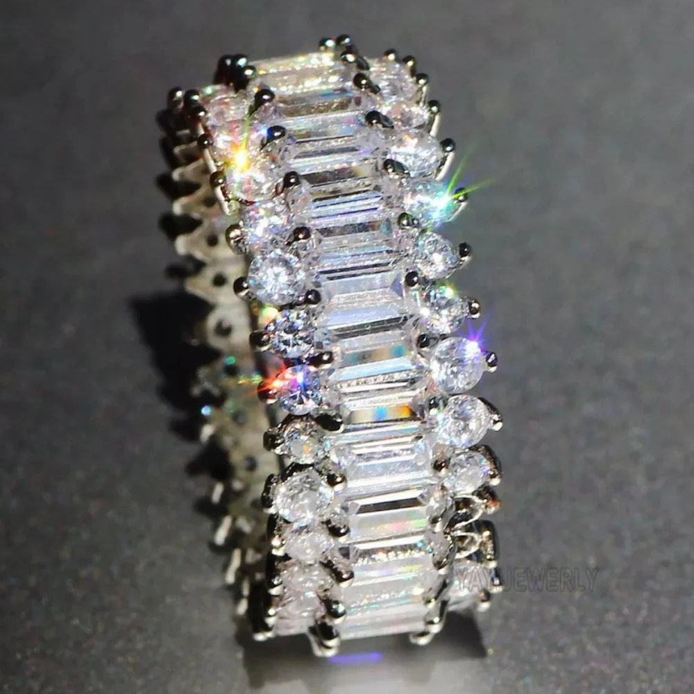 New Baguette 925 Sterling Silver Engagement Ring - Picture 2 of 7
